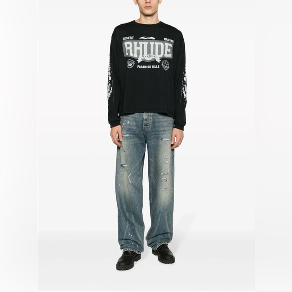 Rhude Dessert Racing logo print cotton Shirt size M